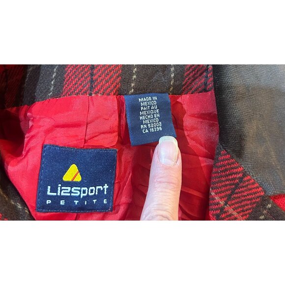 VTG Sz 8P Red & Brown Plaid Wool Blend Blazer Equestrian Academia Classic - Picture 4 of 10